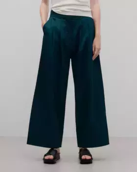 Женские широкие хлопковые брюки со складками Adolfo Dominguez, синий