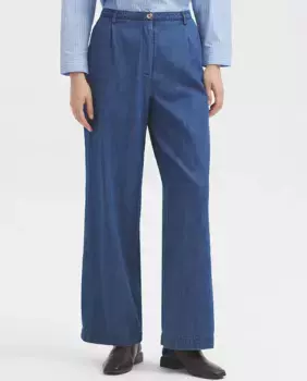 Женские широкие хлопковые брюки со складками Nice Things, синий