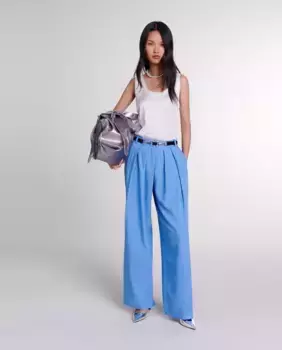 Женские широкие костюмные брюки со складками Maje, синий