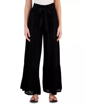 Женские широкие накидки с завязками на талии и широкими штанинами J Valdi, черный