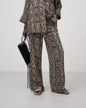 Женские широкие пижамные брюки со змеиным принтом Adolfo Dominguez, коричневый