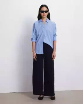 Женские широкие плюшевые брюки Easy Wear, темно-синий