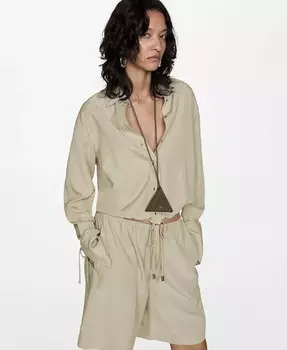 Женские широкие шорты-бермуды из лиоцелла MANGO, зеленый