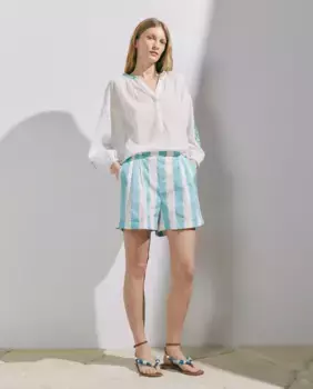 Женские широкие шорты-бермуды в полоску Stella Rittwagen, синий