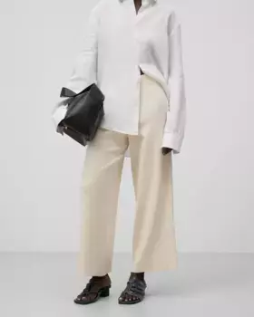 Женские широкие трикотажные брюки со льном Adolfo Dominguez, кремовый