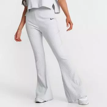 Женские широкие трикотажные брюки в рубчик с высокой талией Nike Sportswear, белый
