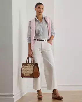 Женские широкие укороченные широкие брюки Lauren Ralph Lauren, белый