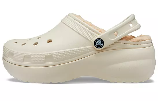 Шлепанцы и сланцы Crocs Classic Platform Lined Clog 'Bone' Women's