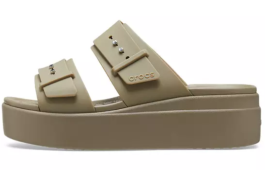 Шлепанцы и сланцы Crocs Brooklyn Low Wedge Sandal 'Beige' Women's