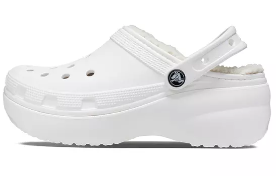 Шлепанцы и сланцы Crocs Classic Platform Lined Clogs 'White' Women's
