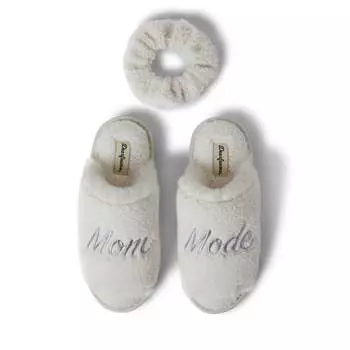 Женские шлепанцы Dearfoams Louise с удлиненной союзкой и резинкой для волос, цвет muslin