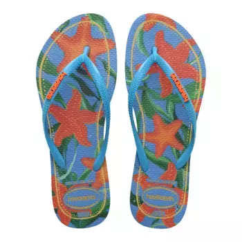 Женские шлепанцы Hav. Тонкий тропический бирюзовый 412 Havaianas, синий
