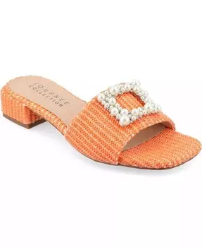 Женские шлепанцы Justina с орнаментом из рафии Journee Collection, оранжевый