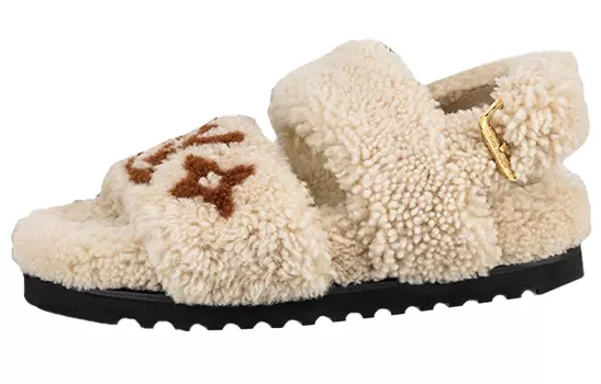 Шлепанцы меховые Louis Vuitton Paseo Comfort женские, белый