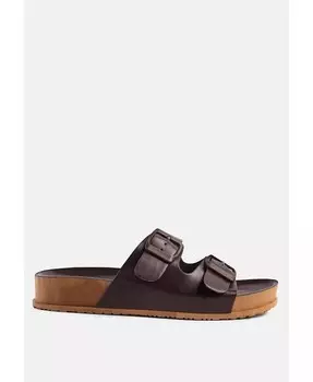 Женские шлепанцы на платформе Minata с пряжками London Rag, коричневый