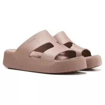 Женские шлепанцы на платформе с H-образным ремешком Crocs, цвет latte