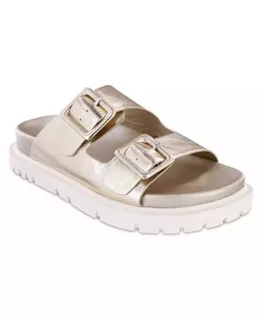 Женские шлепанцы на плоской подошве с двойной пряжкой MIA, желтый