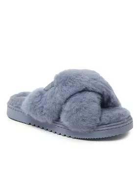 Женские шлепанцы New Castle из натуральной овчины с перекрестной лентой Dearfoams
