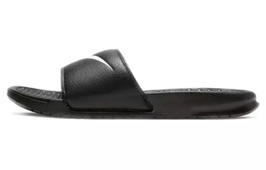 Шлепанцы и сланцы Nike Benassi Swoosh Fashion Black White Slippers 'Black White' Women's