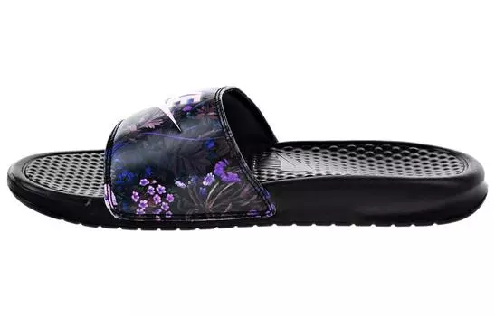 Шлепанцы и сланцы Nike Benassi Jdi Print Floral Women's 'Black Purple' Women's
