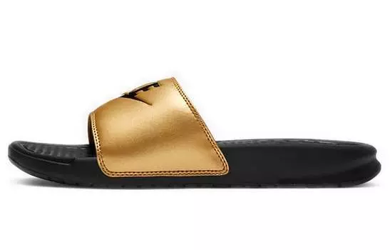 Шлепанцы и сланцы Nike Jdi Benassi Slide Black Metallic Gold Women's