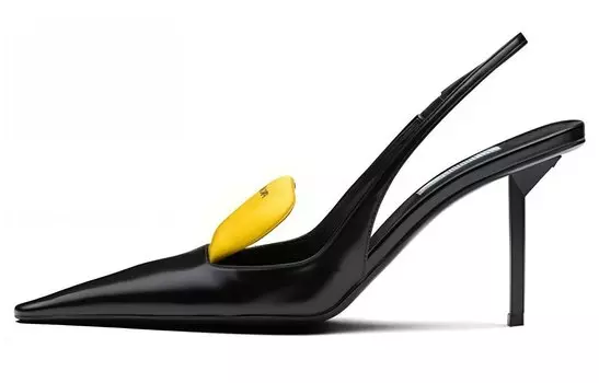 Туфли женские Prada на каблуке, черный / белый