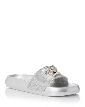 Женские шлепанцы с декорированным логотипом Versace