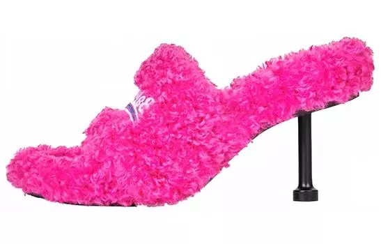 Босоножки женские Balenciaga с мехом, розовый