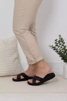 Женские шлепанцы Solbounce с перекрестными ремешками Totes, черный