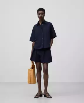 Женские шорты-бермуды из хлопка сирсакер Adolfo Dominguez, синий