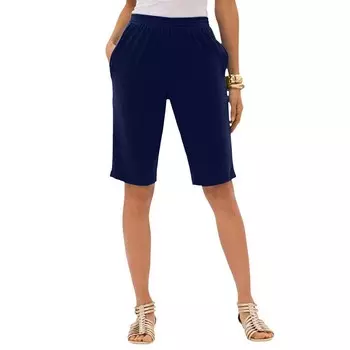Женские шорты-бермуды мягкой вязки Roaman больших размеров Roaman's, темно-синий