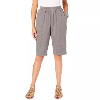 Женские шорты-бермуды мягкой вязки Roaman больших размеров Roaman's, цвет Medium Heather Grey