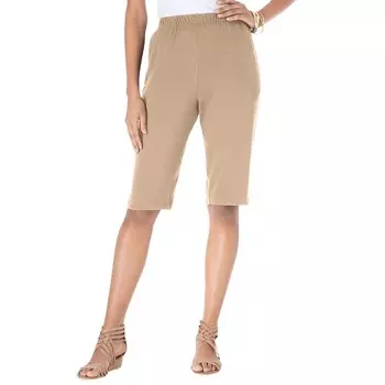 Женские шорты-бермуды мягкой вязки Roaman больших размеров Roaman's, цвет New Khaki