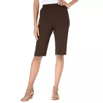 Женские шорты-бермуды мягкой вязки Roaman больших размеров для миниатюрных размеров Roaman's, цвет Chocolate
