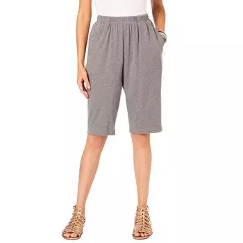 Женские шорты-бермуды мягкой вязки Roaman больших размеров для миниатюрных размеров Roaman's, цвет Medium Heather Grey