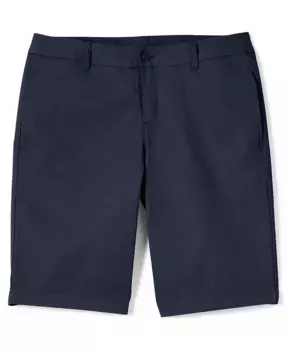 Женские шорты-чинос для школьной формы с гладкой передней частью Lands' End, синий