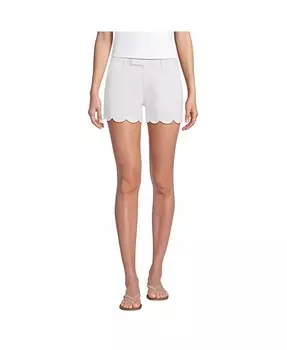 Женские шорты чинос со средней посадкой и фестончатым краем, 5 дюймов Lands' End, белый