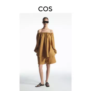 Женские шорты Cos со сборками на талии, коричневый