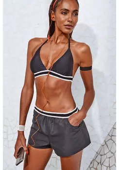 Женские шорты для плавания с полосками LASCANA, черный