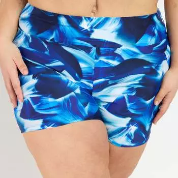 Женские шорты для плавания с высокой талией и длиной до середины бедра - Выкройки Calypsa, цвет navy wave