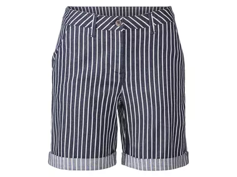 Женские шорты esmara с высоким содержанием хлопка, полосы/темно-синий