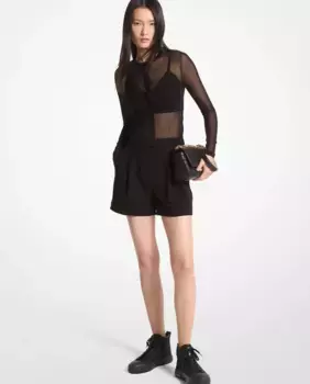 Женские шорты из крепа со складками Michael Michael Kors, чёрный