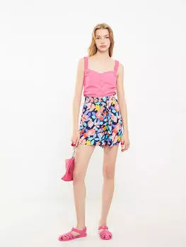 Женские шорты из вискозы с эластичным поясом и удобным узором LCW Casual