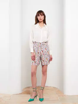 Женские шорты из вискозы с рисунком на эластичной талии LCWAIKIKI Classic