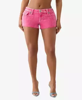 Женские шорты Joey Big T с отрезанным клапаном и молнией True Religion, розовый