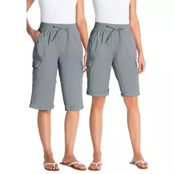 Женские шорты-карго трансформируемой длины больших размеров Woman Within, цвет Gunmetal