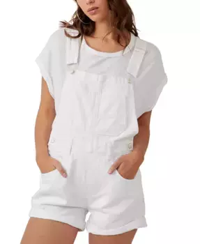 Женские шорты-комбинезон Ziggy из хлопка с регулируемыми лямками Free People, белый