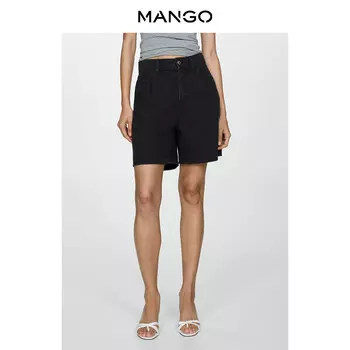 Женские шорты Mango из 100% хлопка с высокой талией, серый