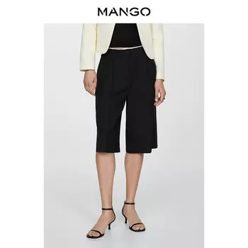 Женские шорты Mango из льняной смеси, черный