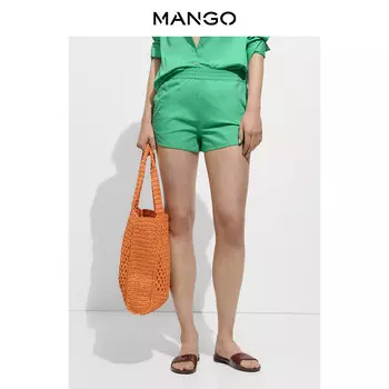 Женские шорты Mango с эластичной резинкой на талии, зеленый